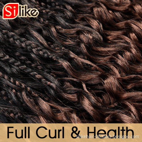 Ombre Burgundy Pre-looped Synthetic Boho Box Braided Silike Hair Goddess Locs messy box braids Crochet Bohemian Hair with Curly